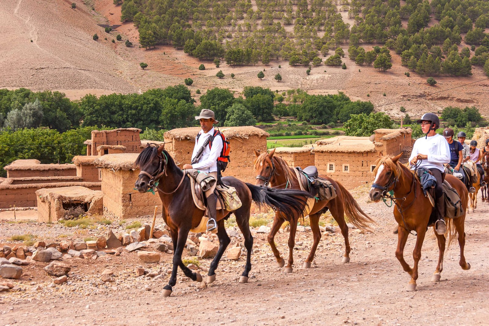 Horseback riding through open countryside near OZ Palace