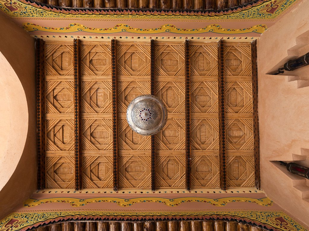 Carved Moroccan ceiling at OZ Palace